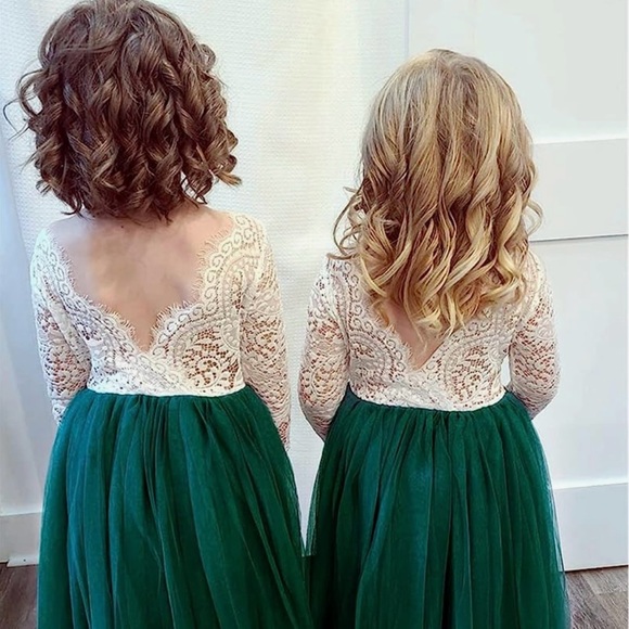 Girls Lace Back A-line Tulle Dress Size 6 - Picture 2 of 6